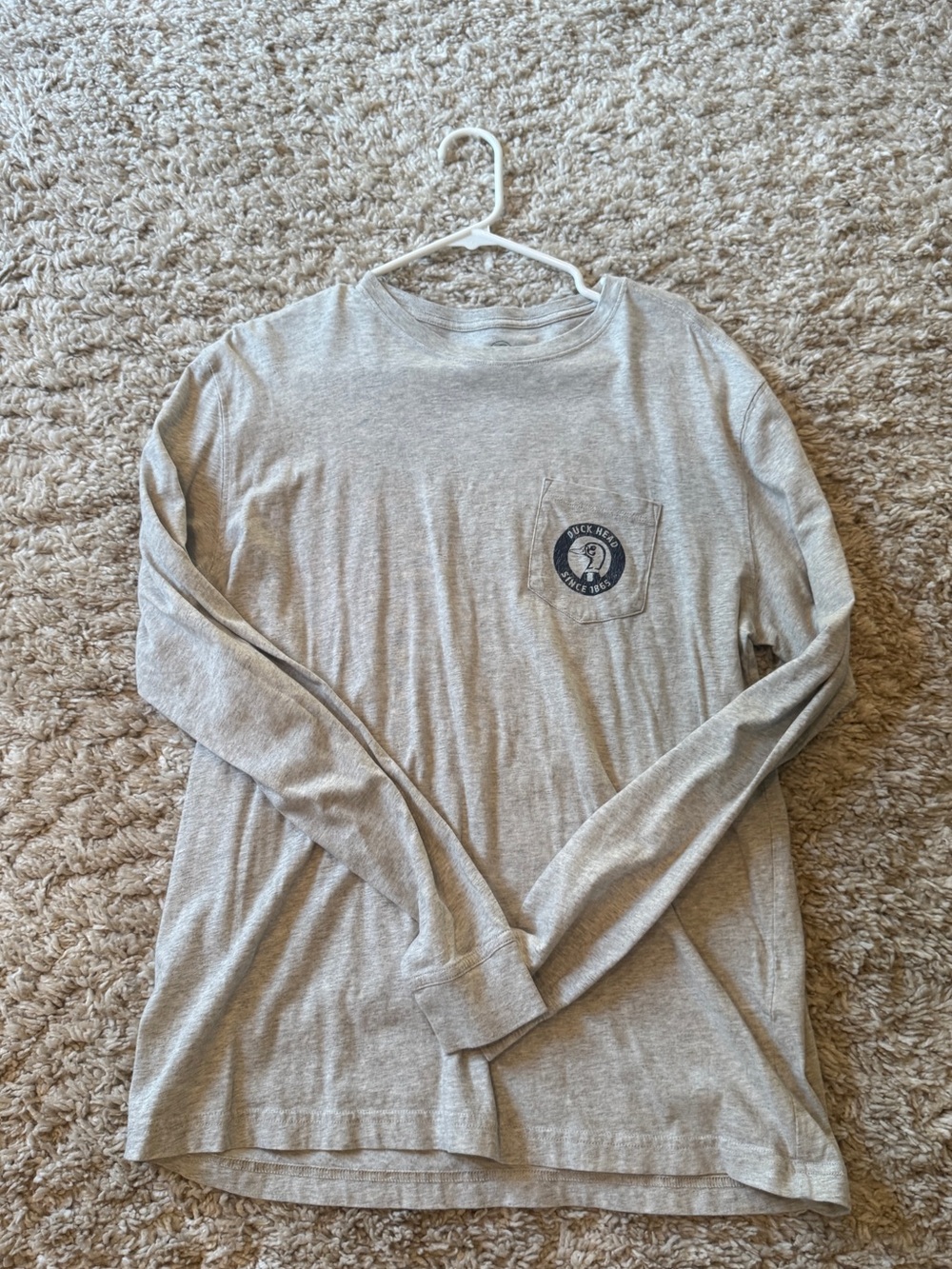 Duck Head Heather Gray Long-Sleeve Pocket Tee with Logo